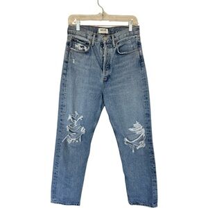 Agolde Ripped High Wasted Blue Distressed buttoned Jeans size 25